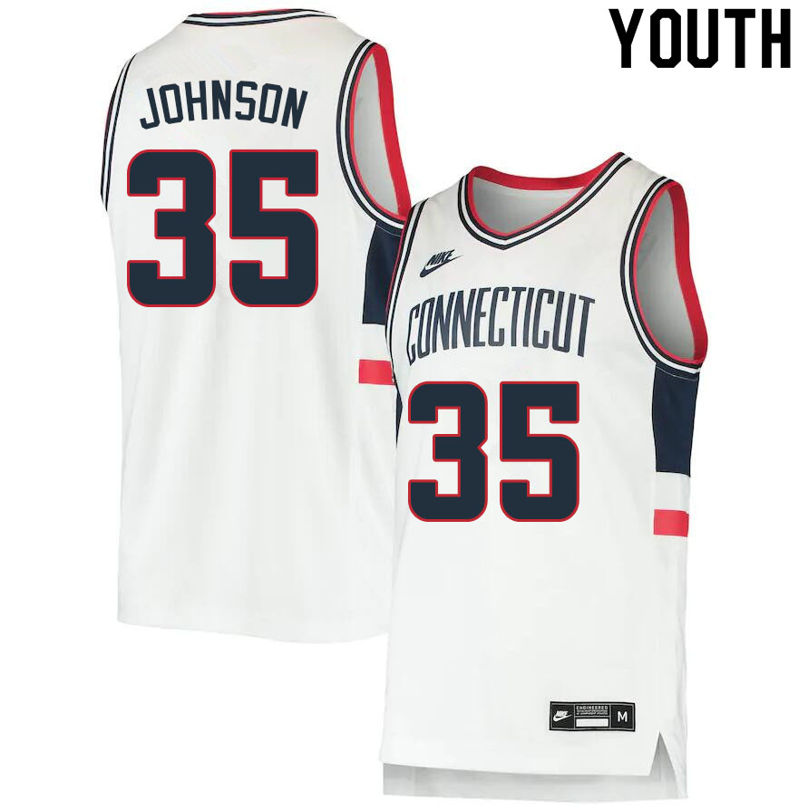 Youth #35 Samson Johnson Uconn Huskies College Basketball Jerseys Sale-Throwback